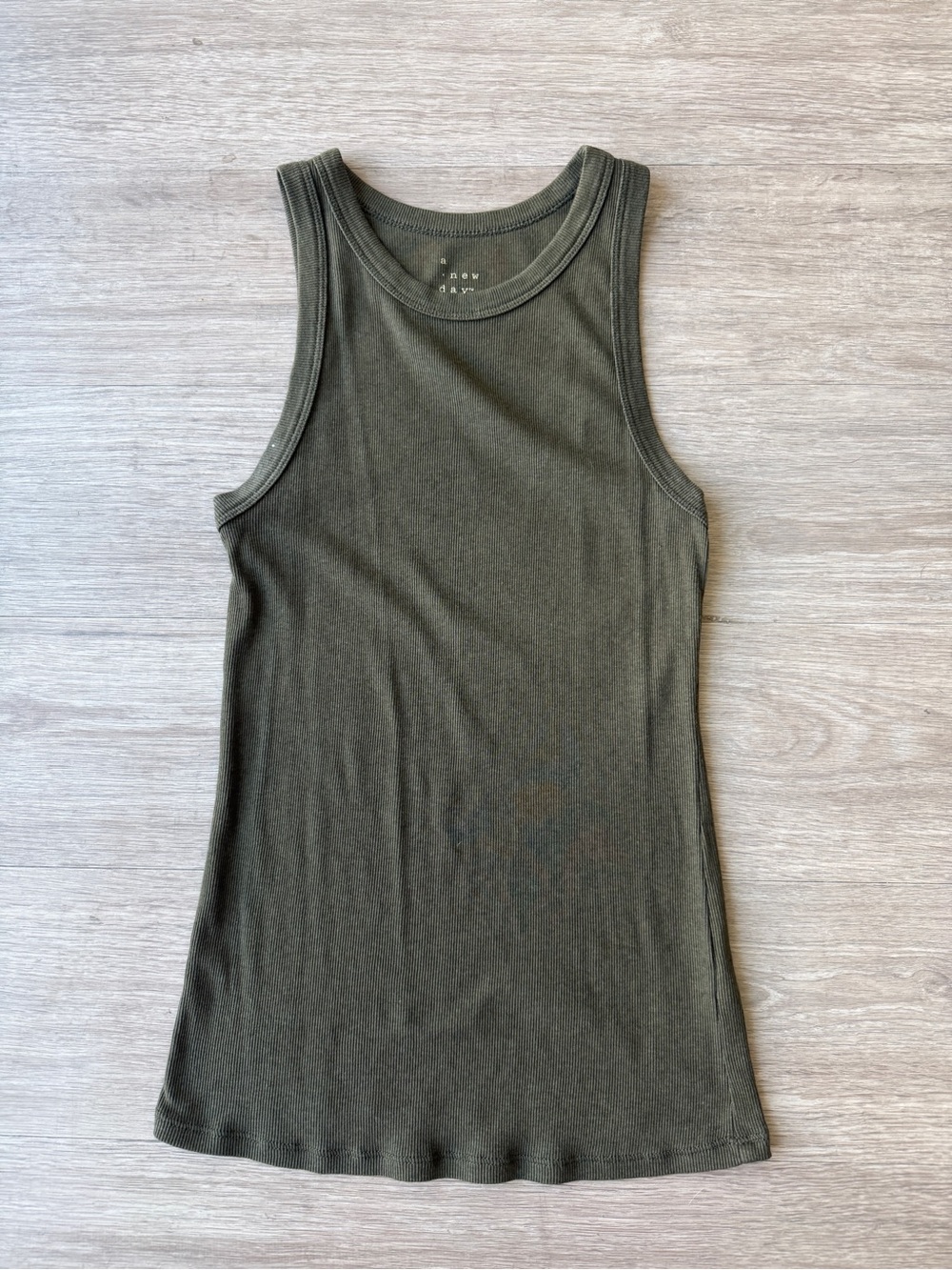 a new day Olive Ribbed Racerback Tank